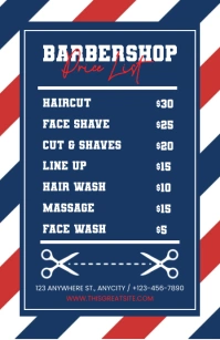 Red White Blue List-based Barbershop Price Li Tabloïd template