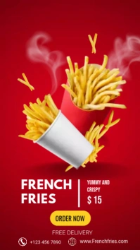 Red white french fries instagram story template
