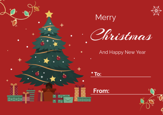 Copy of Red White Merry Christmas and Happy New Year Card | PosterMyWall