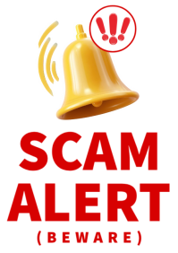 Red White Modern & Minimal Scam Alert Beware Sticker Sign  A4 template