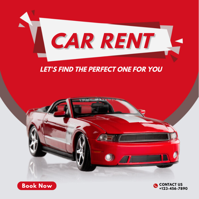 Red White Modern Car Rent Instagram Post Template | PosterMyWall
