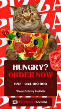 red white modern maximalist funny ironic pizza advertising | pizza place instagram story template