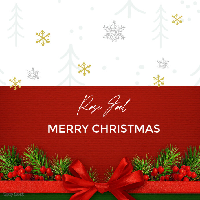 Copy of Red White Modern Merry Christmas Place Card | PosterMyWall