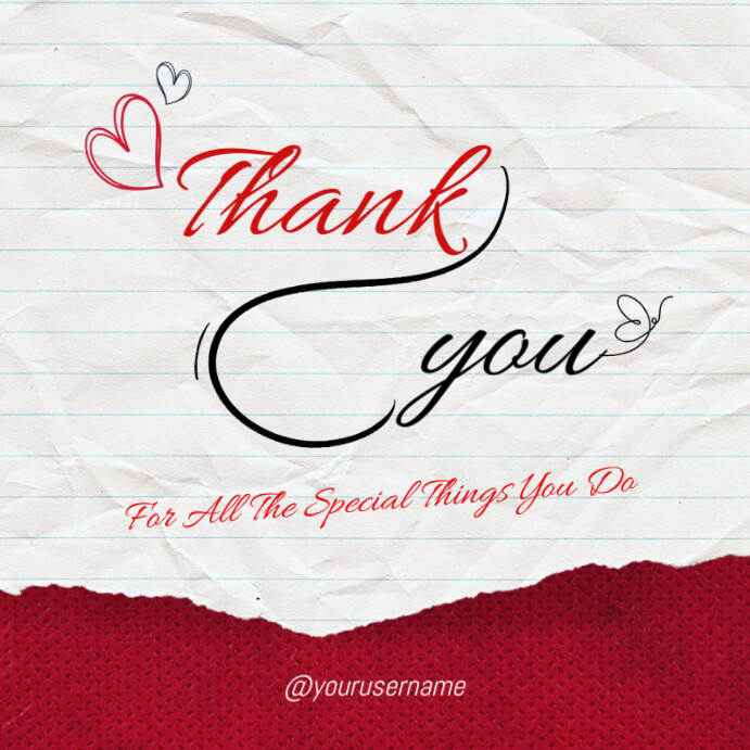 Modèle Red White Modern Thank You Instagram Post | PosterMyWall