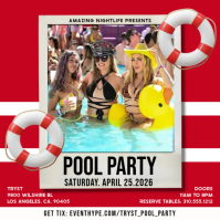 red white pool party polaroid pic flyee template Publicação no Instagram