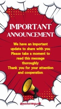 Rød Important Announcement Instagram Story Template