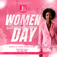 Red Women's Day Church Service Instagram Post Video template