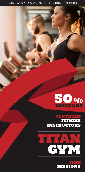 Red Women's Gym Rollup Banner Rollbanner 3 stopy × 6 stóp template