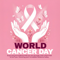 Red World Cancer Day Instagram Post template