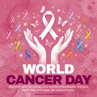 Red World Cancer Day Instagram Post template