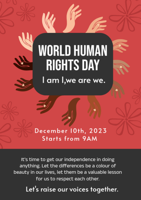 Plantilla de Red World Human Rights Day A4 | PosterMyWall