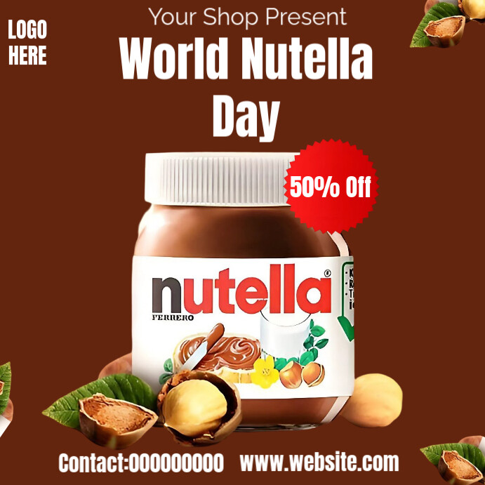 Red World Nutella Day Square (1:1) Template | PosterMyWall