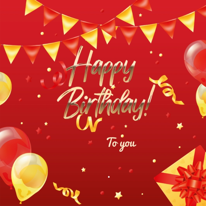 Red Yellow Happy Birthday Template | PosterMyWall