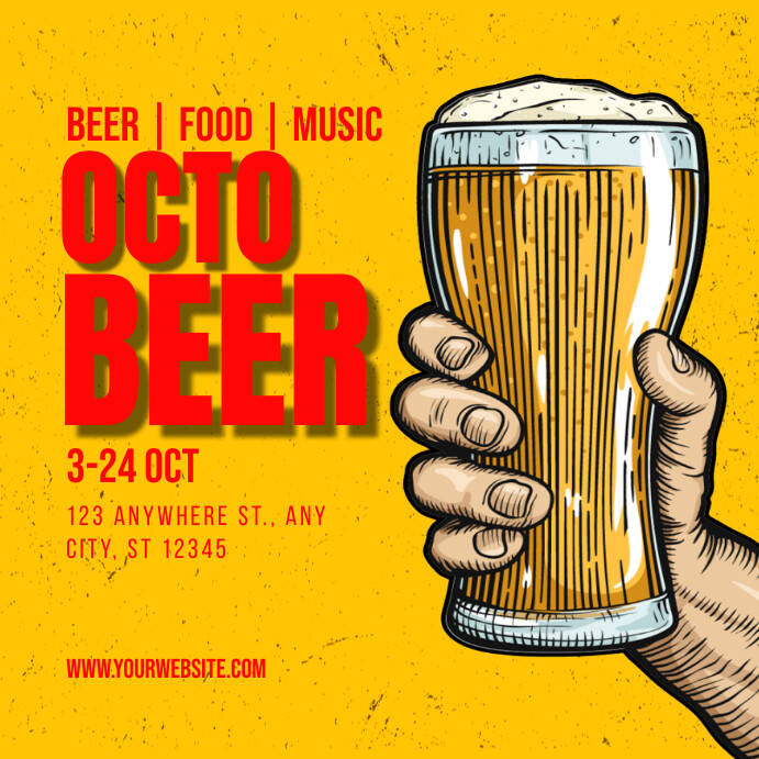 Red yellow Octo beer fest Template | PosterMyWall