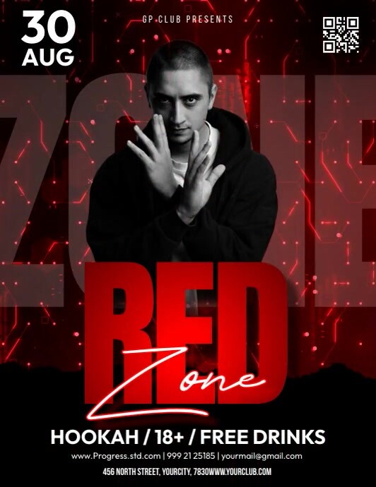 Red Zone District Party Flyer (US Letter) template