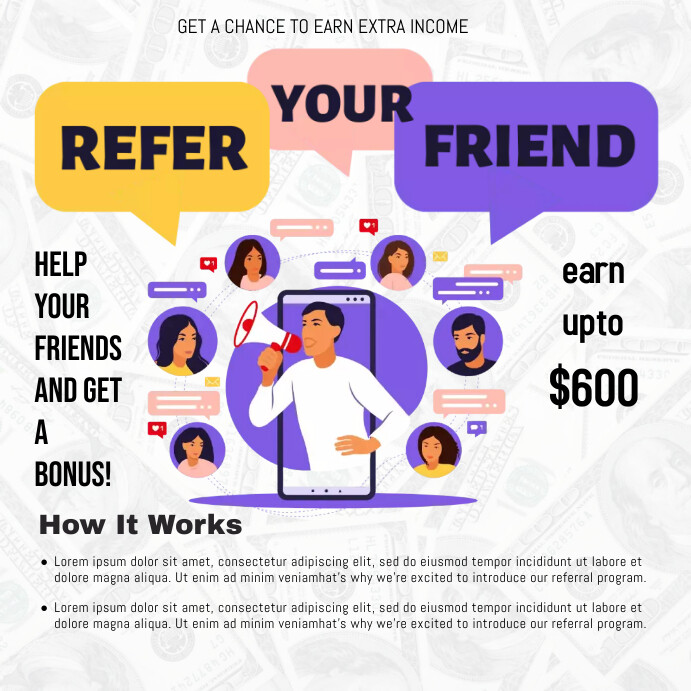 Refer a friend instagram Post Template | PosterMyWall