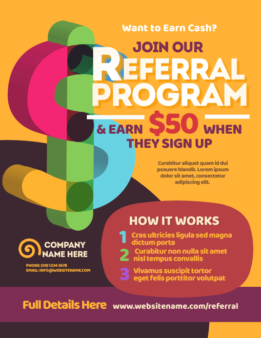 Referral Program Flyer Рекламная листовка (US Letter) template