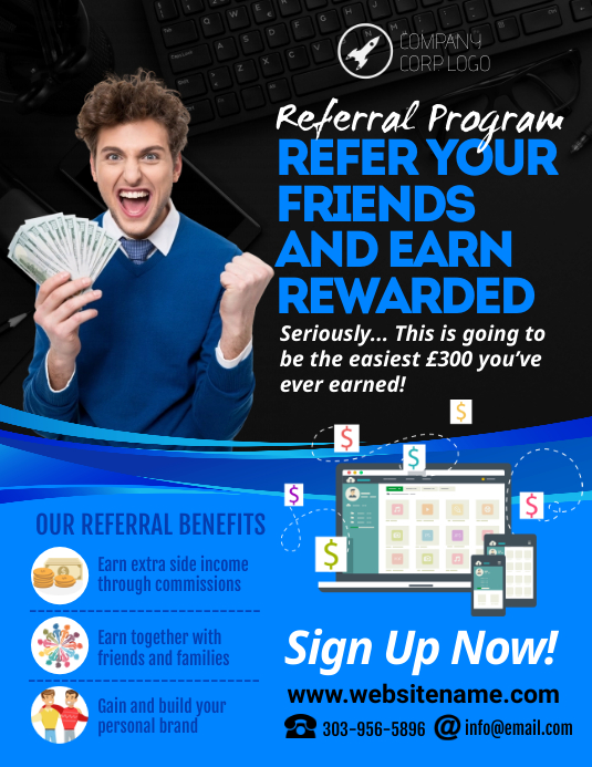 Referral Program Flyer Pamflet (Letter AS) template