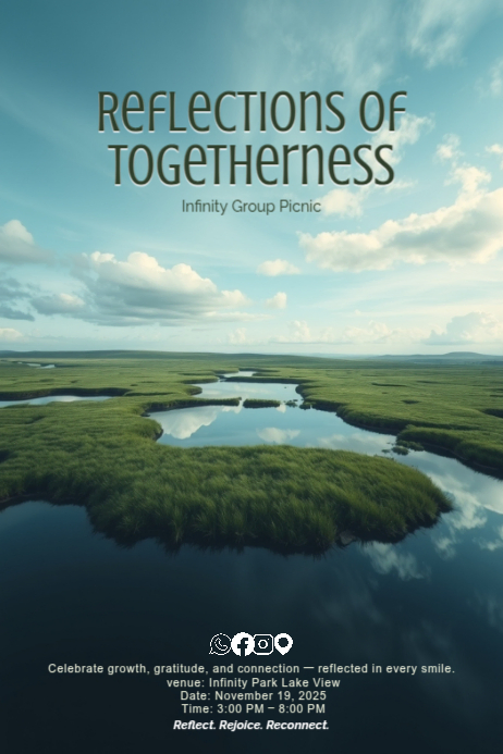 Reflective Reality — Surreal Abstract Company Picnic Poster Art template