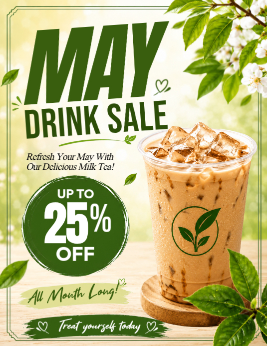 Milk Tea Drink Sale Flyers Template | PosterMyWall