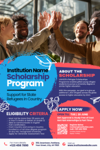 สีม่วง Refugee Scholarship Program Póster Template