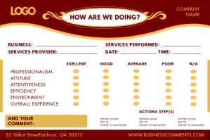 Regal Red Hotel Comment Card Etiket template