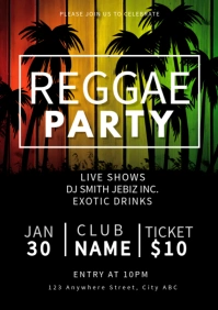 reggae, reggae party, cannabis A4 template