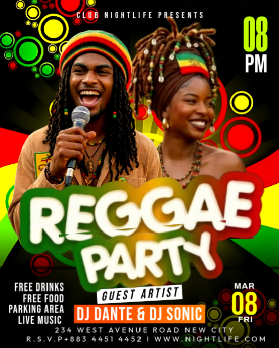 Reggae festival theme night Party carribeam music roots vibes fest ...
