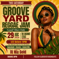 สีส้ม Reggae Music Event โพสต์บน Instagram Template