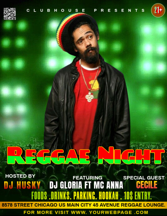 Reggae night Folheto (US Letter) template