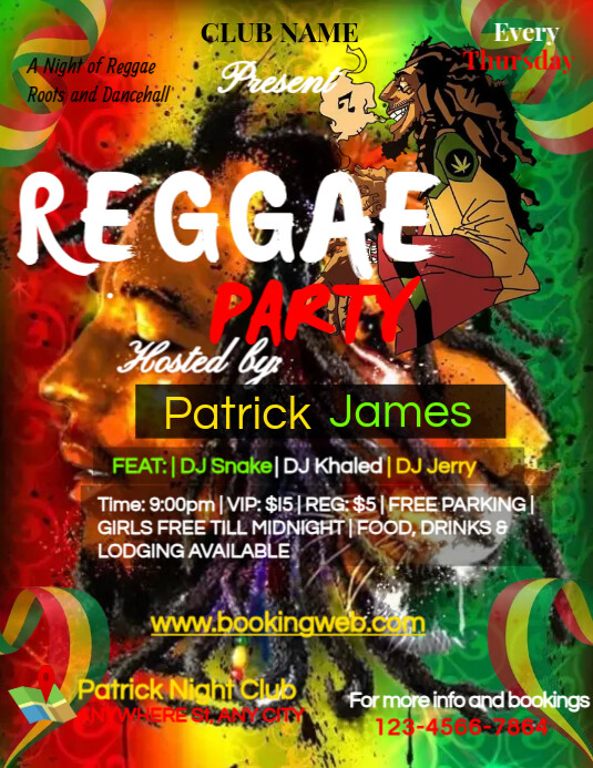Reggae Night Show Flyer Poster Template PosterMyWall
