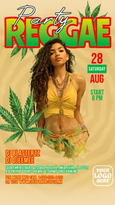 Reggae Party Digital Display (9:16) template