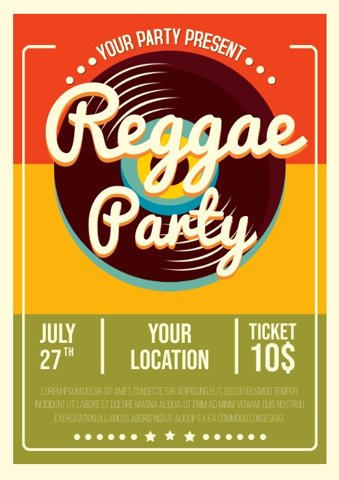 Reggae Party Poster A4 template