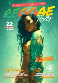 Reggae Party Video Flyer A4 template