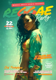 Gradient Reggae Party Tropical Music Video Flyer A4 template