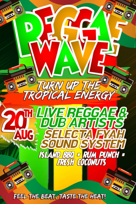 Reggae Wave: Turn Up the Tropical Energy Template | PosterMyWall