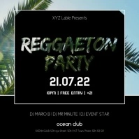 Reggaeton Party Concert Palms Video Flyer Ad Square (1:1) template