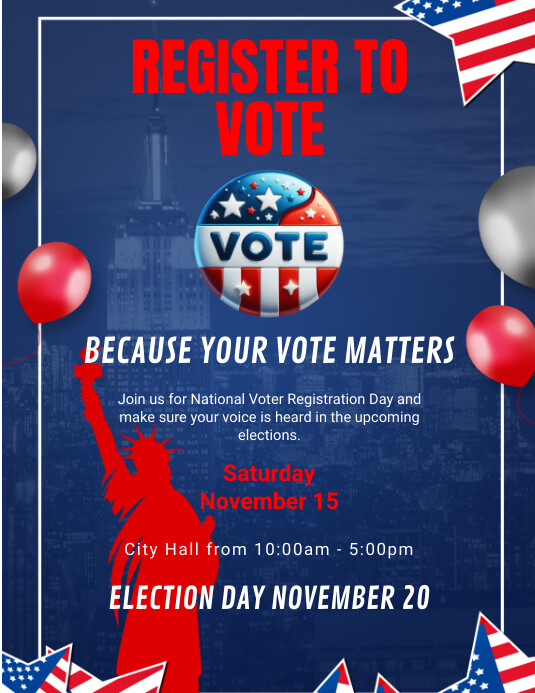 REGISTER TO VOTE FLYER Template | PosterMyWall
