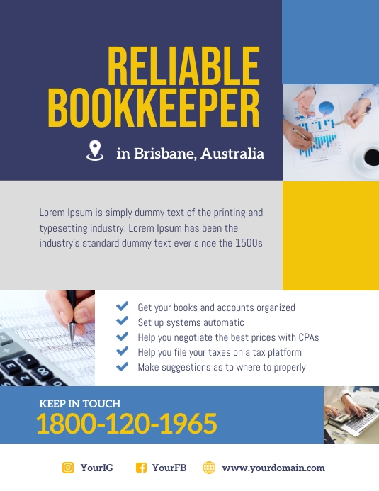 Example Simple Bookkeeper Advert Copy of Reliable Bookkeeper Flyer Template | PosterMyWall