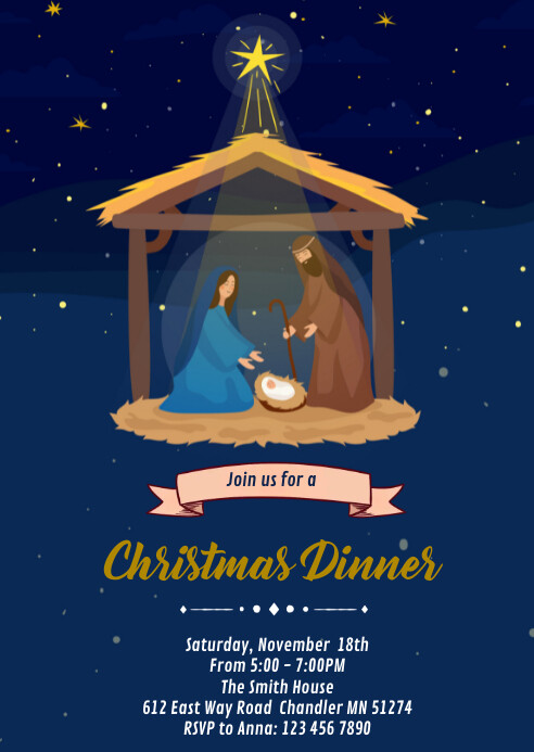 Religious Nativity christmas invitation Template | PosterMyWall