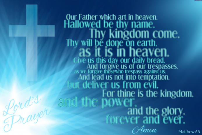 Religious Cross Lord's Prayer Wall Art Gift Poster Decor Template ...
