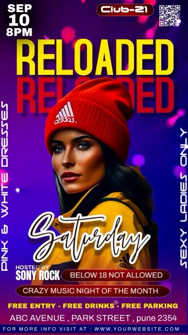 Reloaded Saturday night dj party Instagram Story template