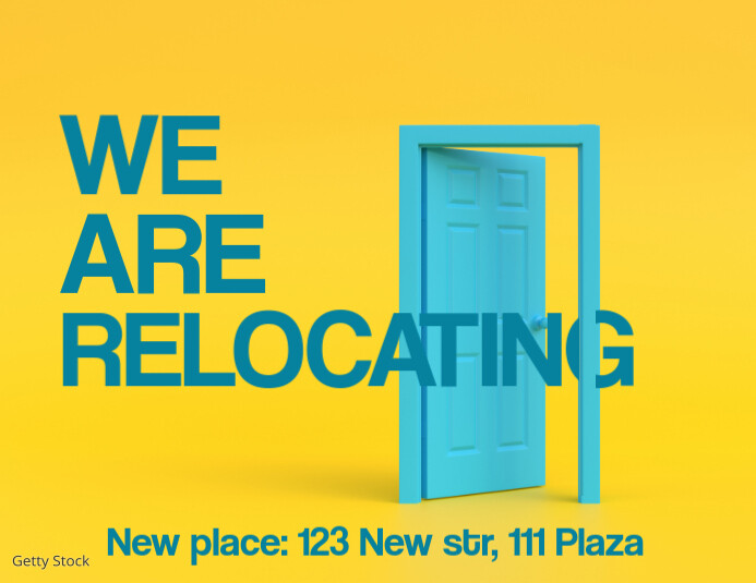 Copy of Relocating door sign flyer bright bold modern yellow | PosterMyWall