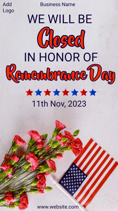 Remembrance day business closed ad (1) Instagram Story template