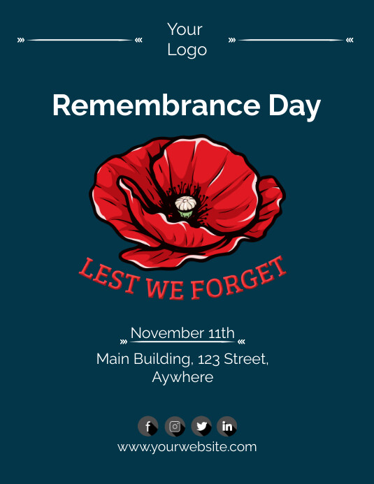 Remembrance Day Lest we forget Folheto (US Letter) template