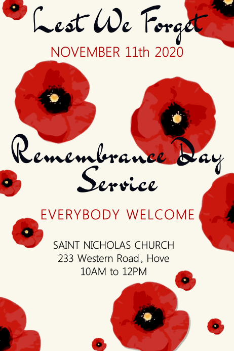 Remembrance Day Poster Template Póster