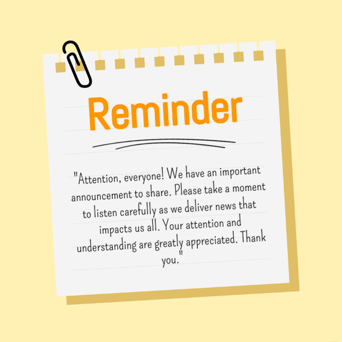 Facebook Post Reminder Example Reminder Template | PosterMyWall