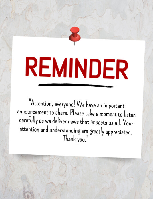 Important Reminder Template Reminder Letter Sample | PdfFiller