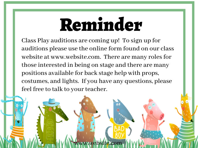 Reminder Poster Example Modèle Reminder | PosterMyWall