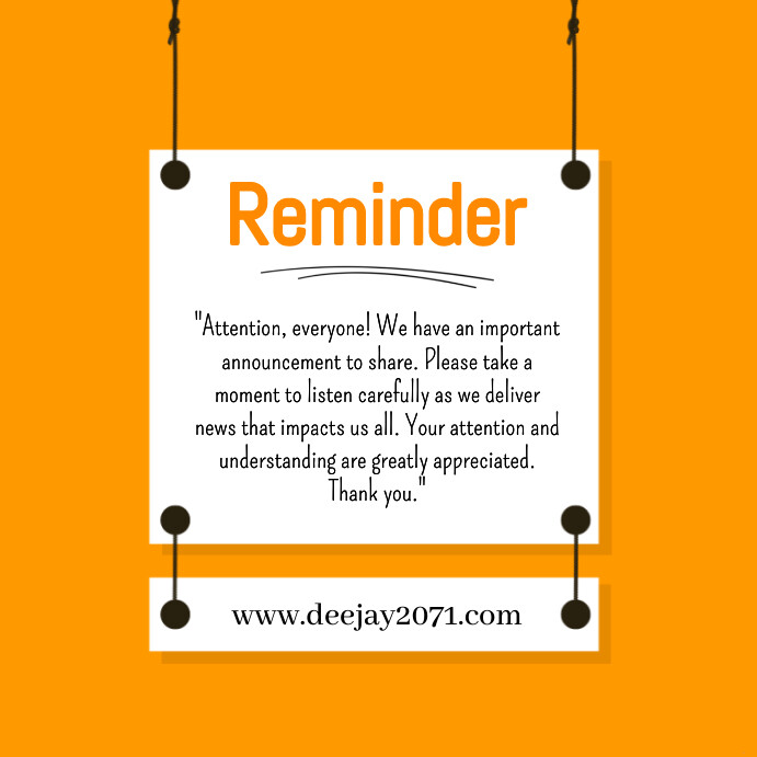 Reminder Poster Example Reminder Template | PosterMyWall